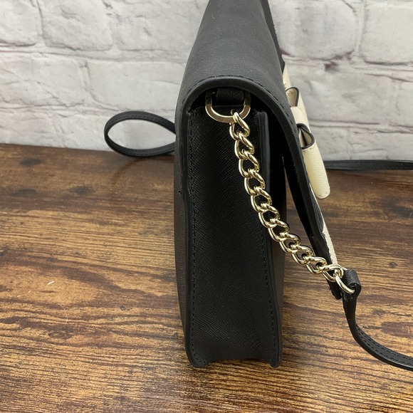 Kate Spade Veronique Kirk Park Black Saffiano Leather Bow Accent Crossbody - Picture 3 of 8